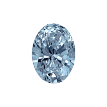 Blue diamond with a cool icy tone on a white backdrop