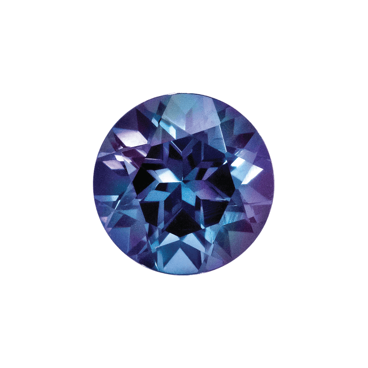 Alexandrite gemstone with a color-changing hue from green to purple