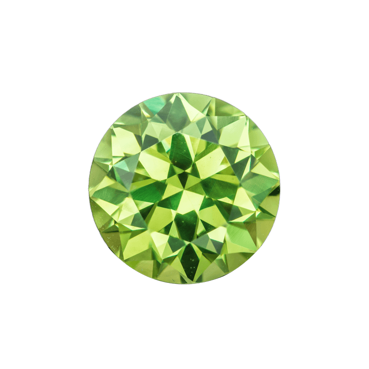 Demantoid garnet with a vivid green shine and fiery dispersion