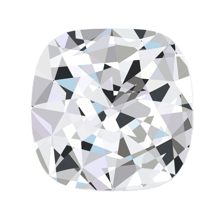 Cushion-cut diamond with soft rounded edges