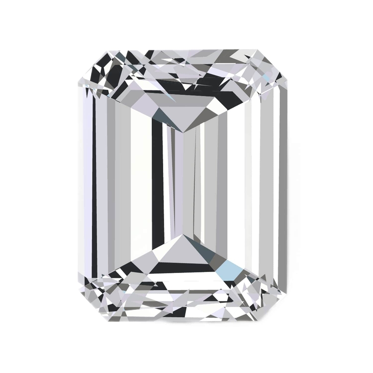 Emerald-cut diamond with elongated rectangular facets