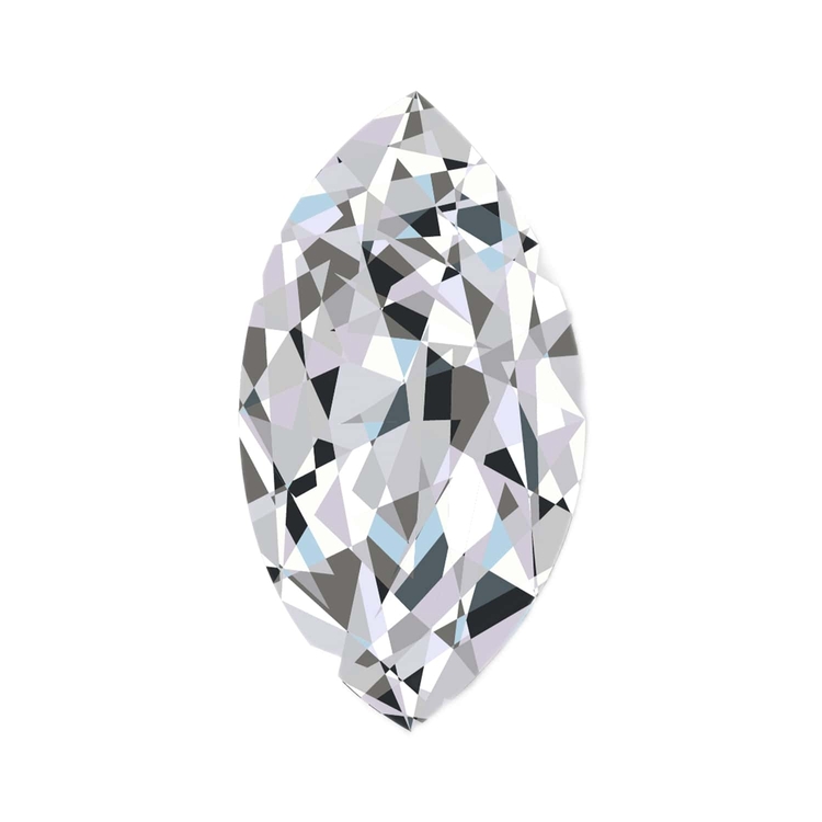 Marquise-cut diamond with pointed ends and a boat-like shape