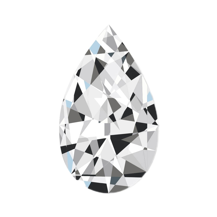 Pear-shaped diamond with a teardrop silhouette